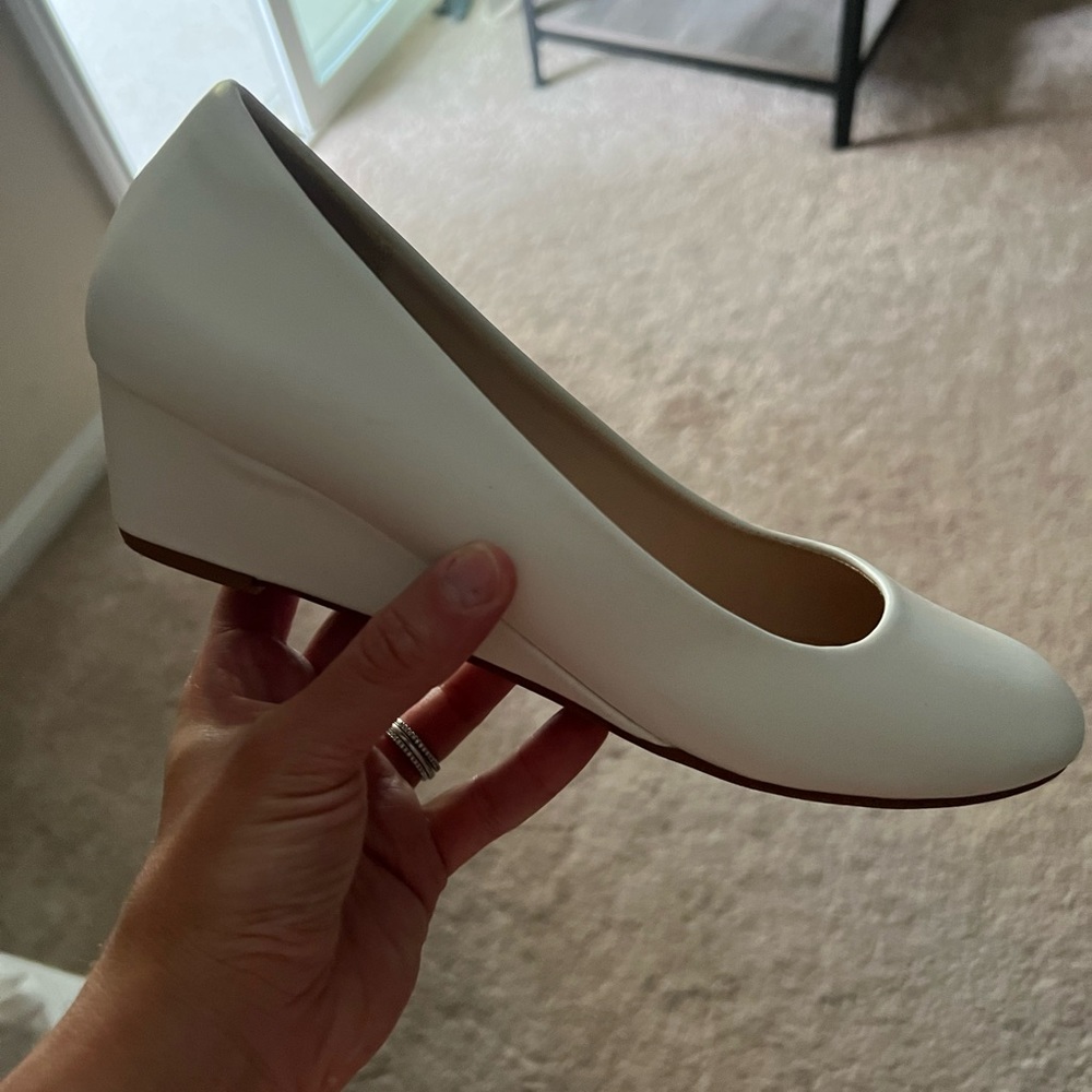 White wedge shoes